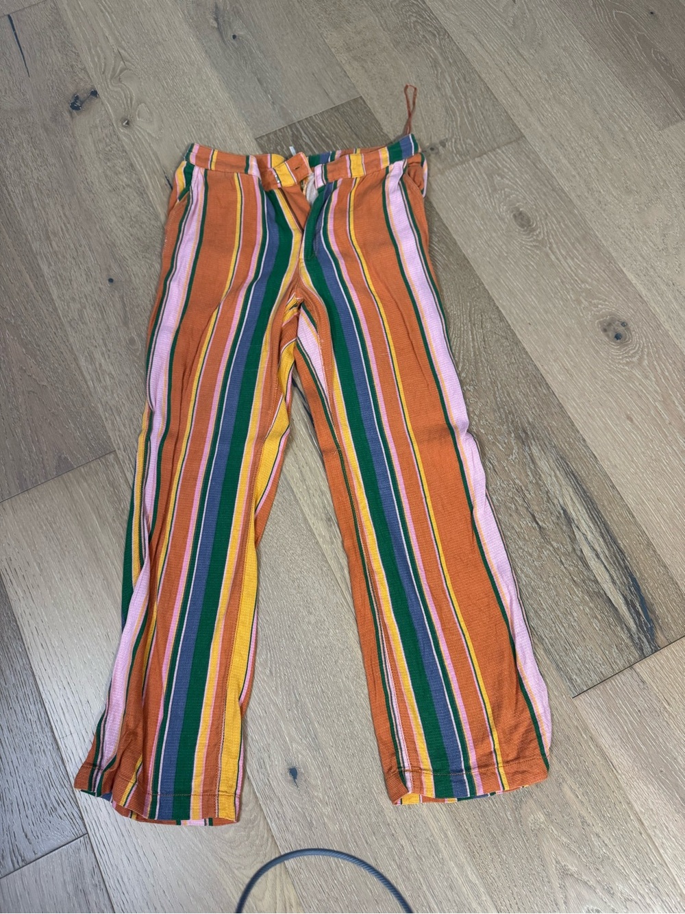 Free People Multicolor Striped Pull-On Pants — Orange, Pink, Green, Yellow